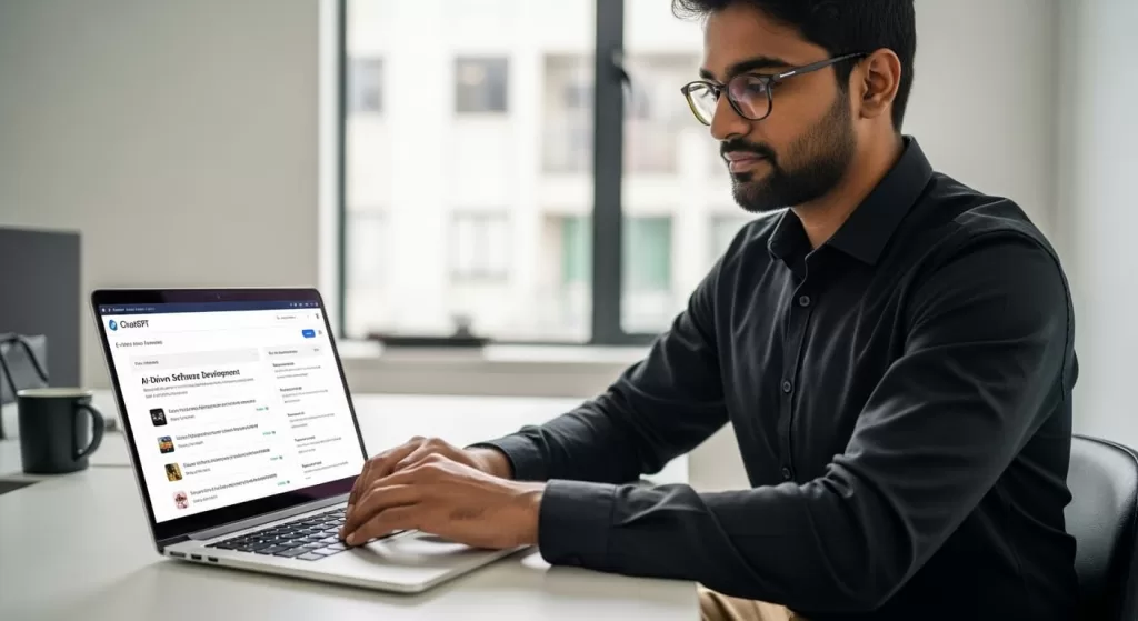 A man working on a No Code / Low Code project