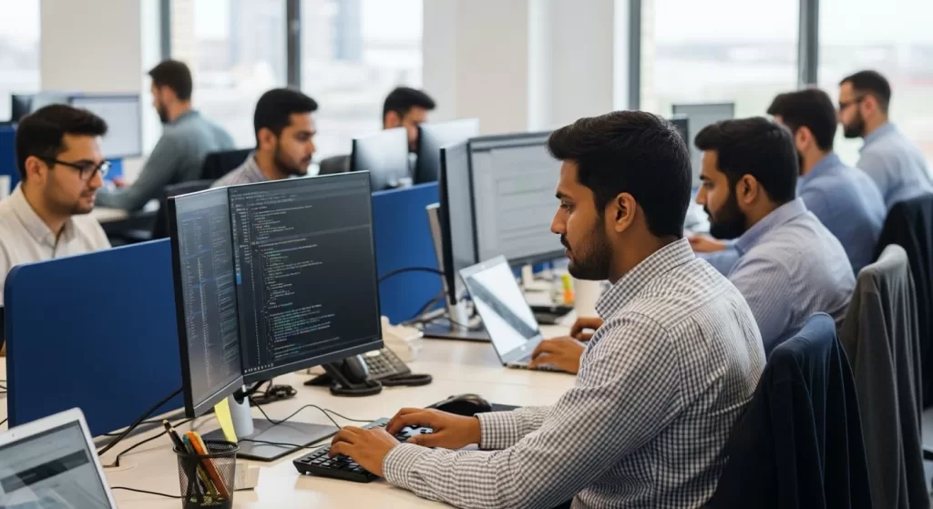 Software Developers working for an outsource software development agency