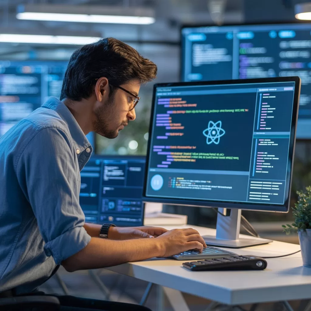 Realistic Illustration of Angular JS Frontend Development Framework