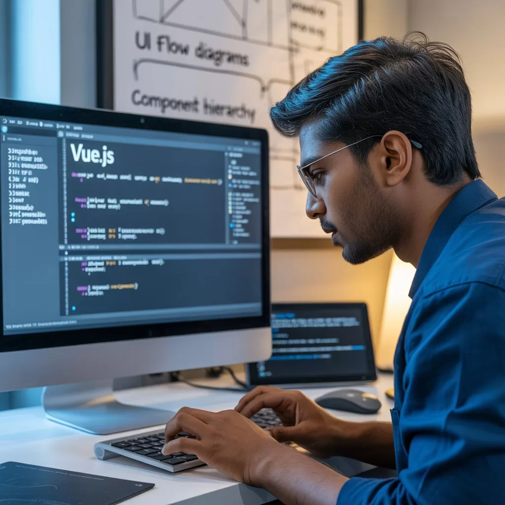 Vue.js representing the lightweight JavaScript framework